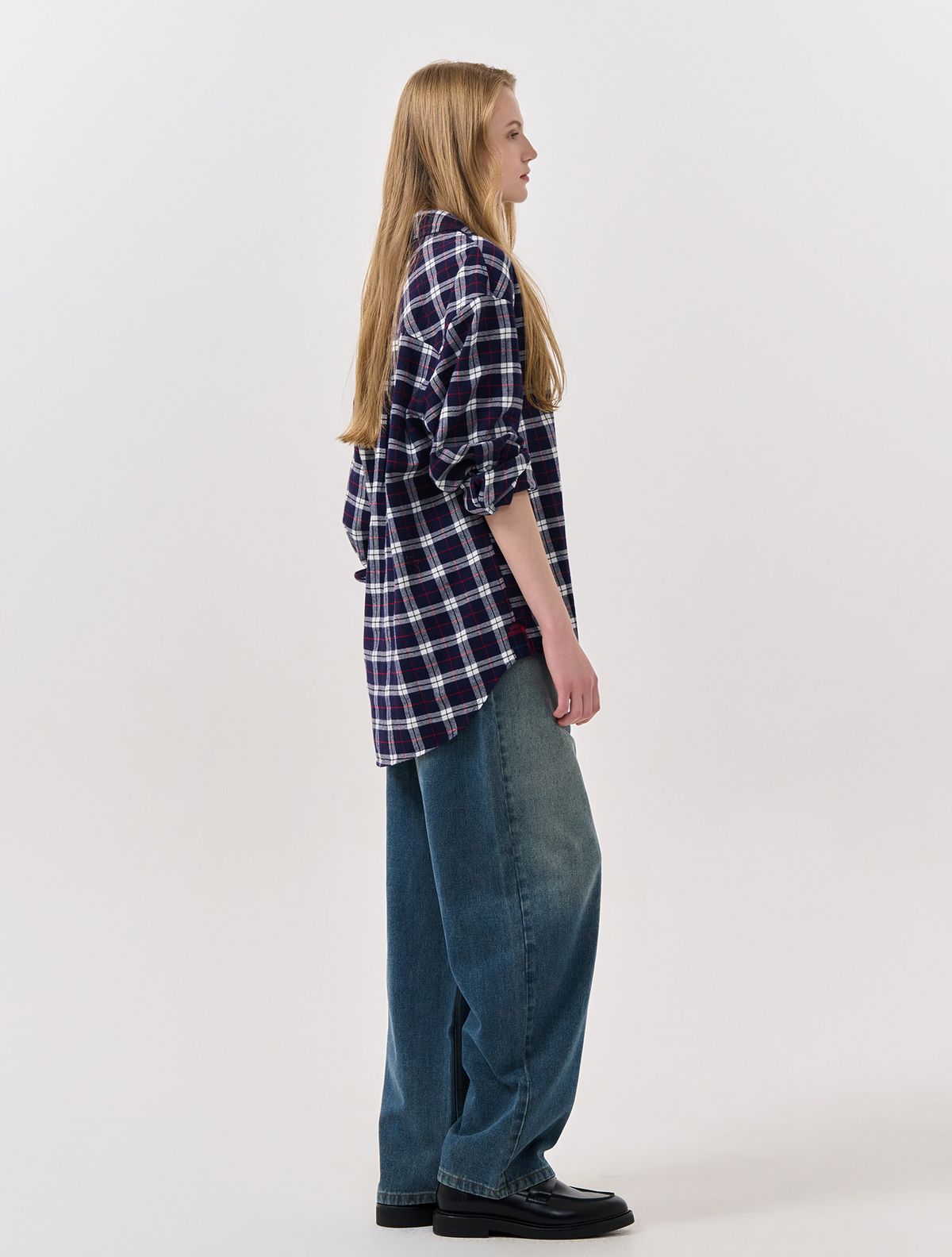 제너럴아이디어(GENERALIDEA) UNISEX 스탠다드 타탄체크 셔츠 [NAVY] / SBD3U03003