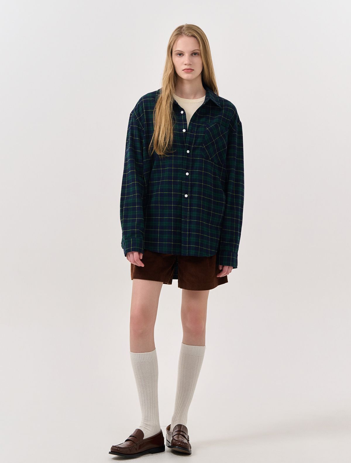 제너럴아이디어(GENERALIDEA) UNISEX 스탠다드 타탄체크 셔츠 [GREEN] / SBD3U03003