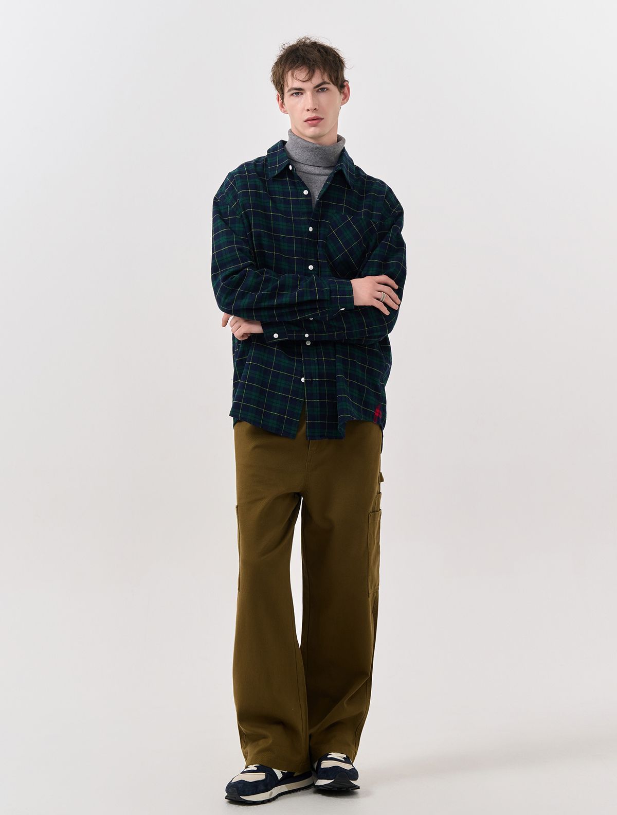 제너럴아이디어(GENERALIDEA) UNISEX 스탠다드 타탄체크 셔츠 [GREEN] / SBD3U03003