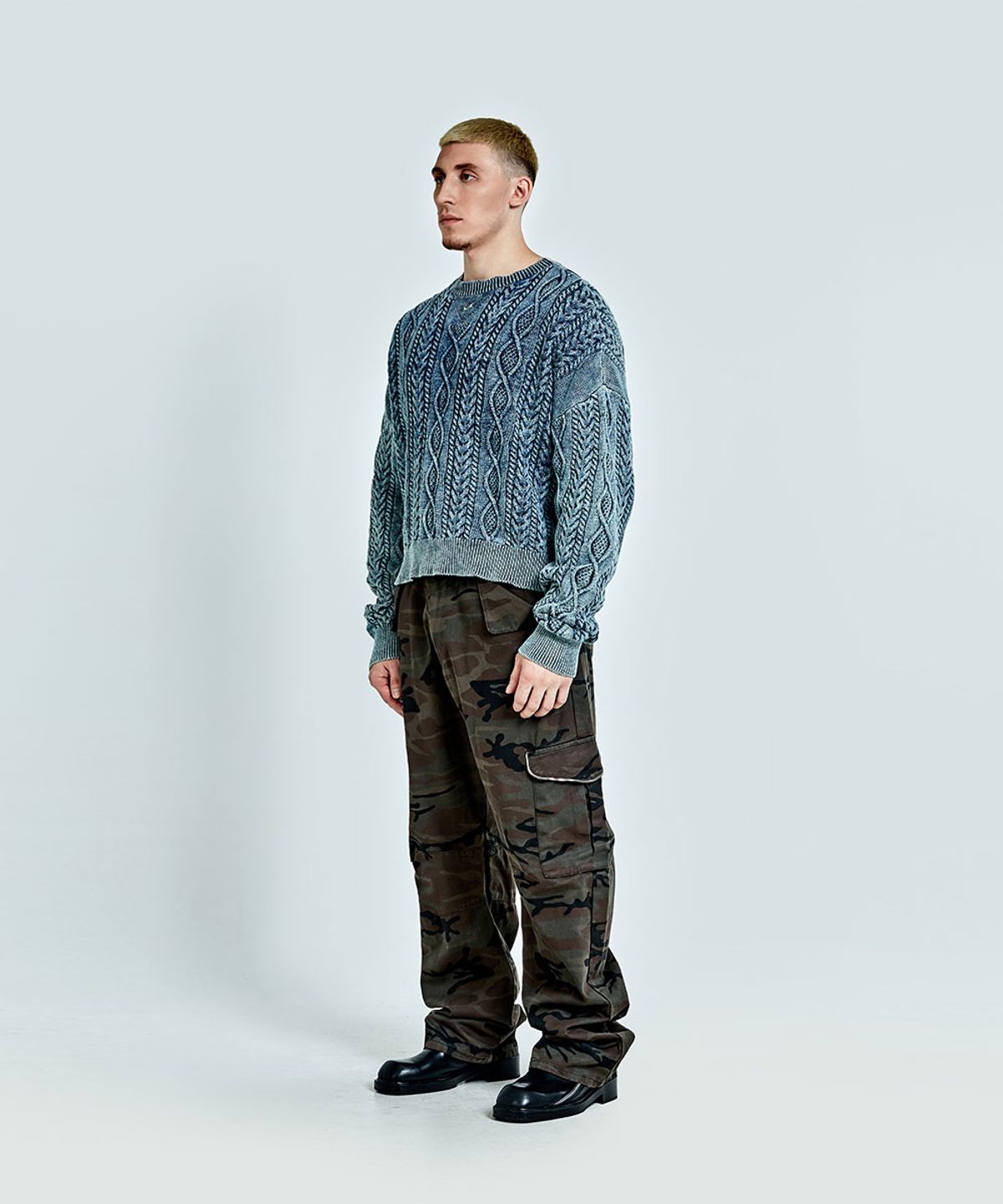 51퍼센트(51PERCENT) Twisted denim knit - Blue