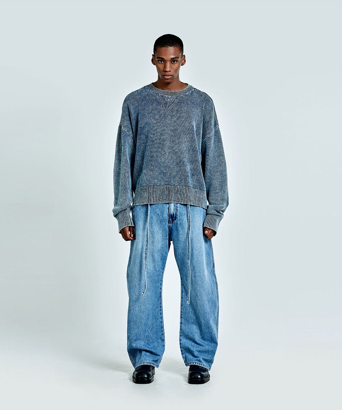 51퍼센트(51PERCENT) Metal Logo denim knit - Blue