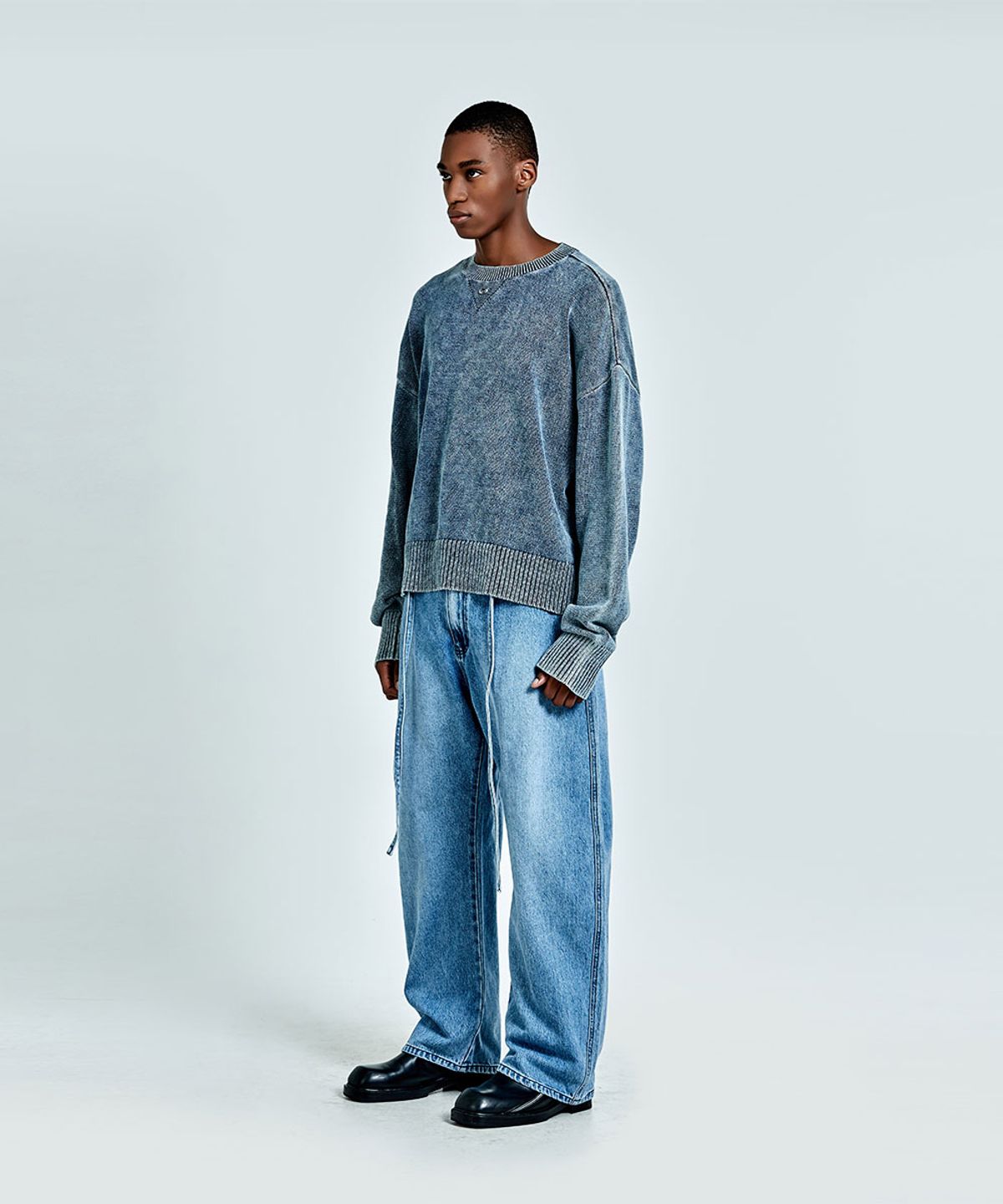 51퍼센트(51PERCENT) Metal Logo denim knit - Blue