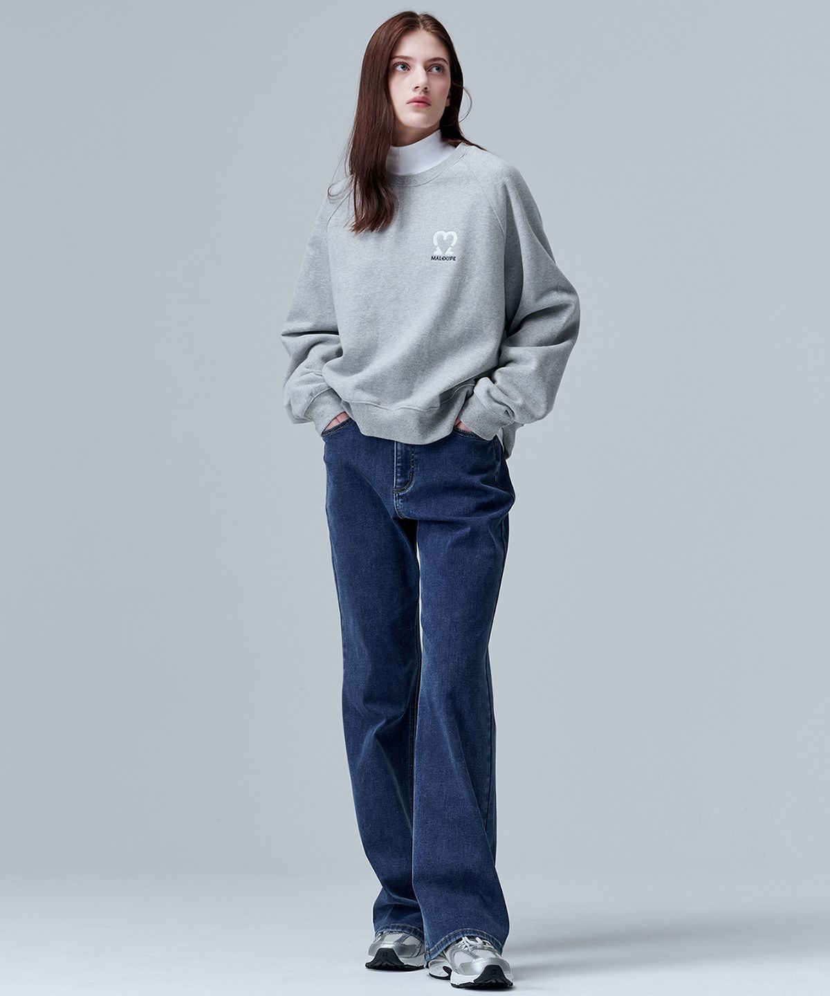 마롭(MALOUPE) 5305 기모 라글란 스웻셔츠 (그레이)