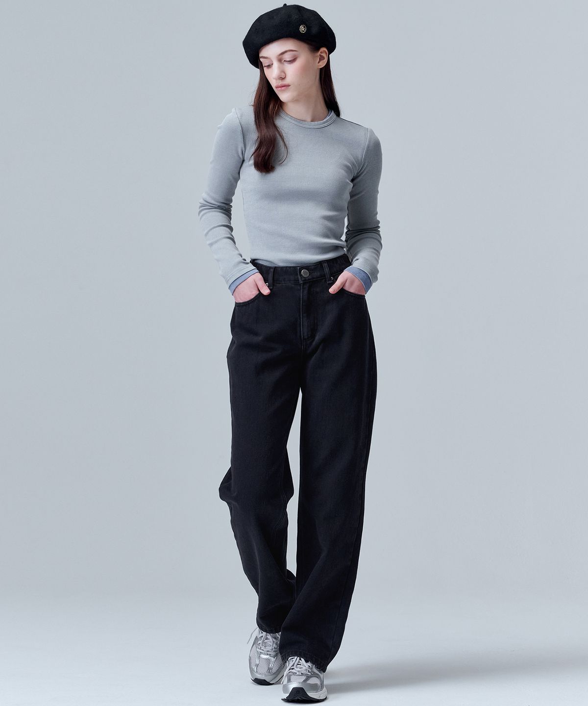 마롭(MALOUPE) 9107 기모 와이드 데님팬츠 (블랙)