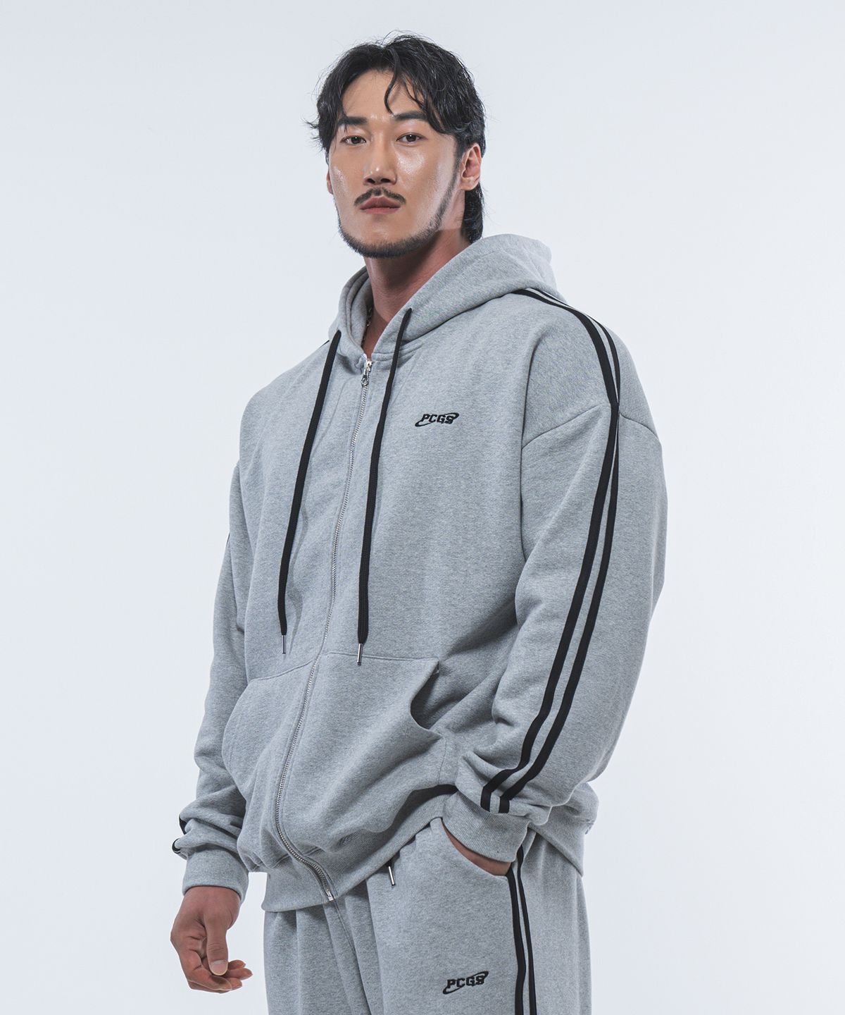 피지컬가먼츠(PHYSICAL GARMENTS) P2458 헤비 라인 후드 집업  [2 COLOR]
