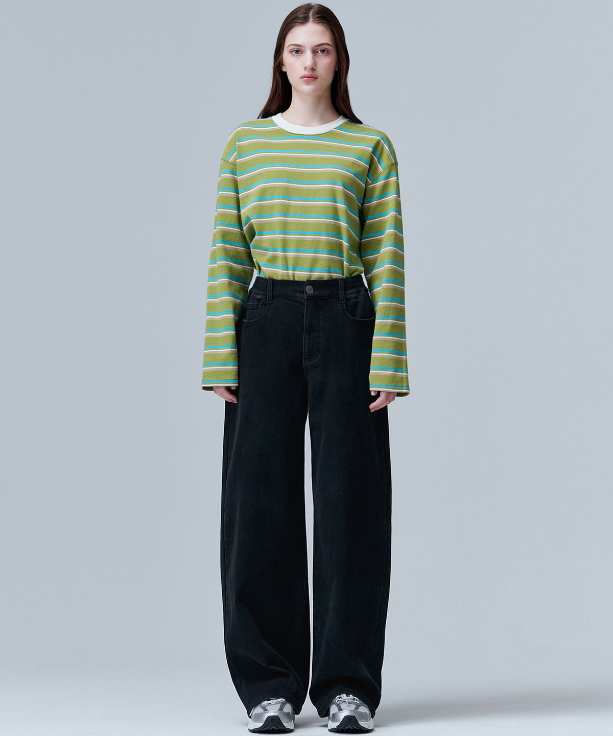 마롭(MALOUPE) 9139 기모 밴딩 와이드 데님 (블랙)