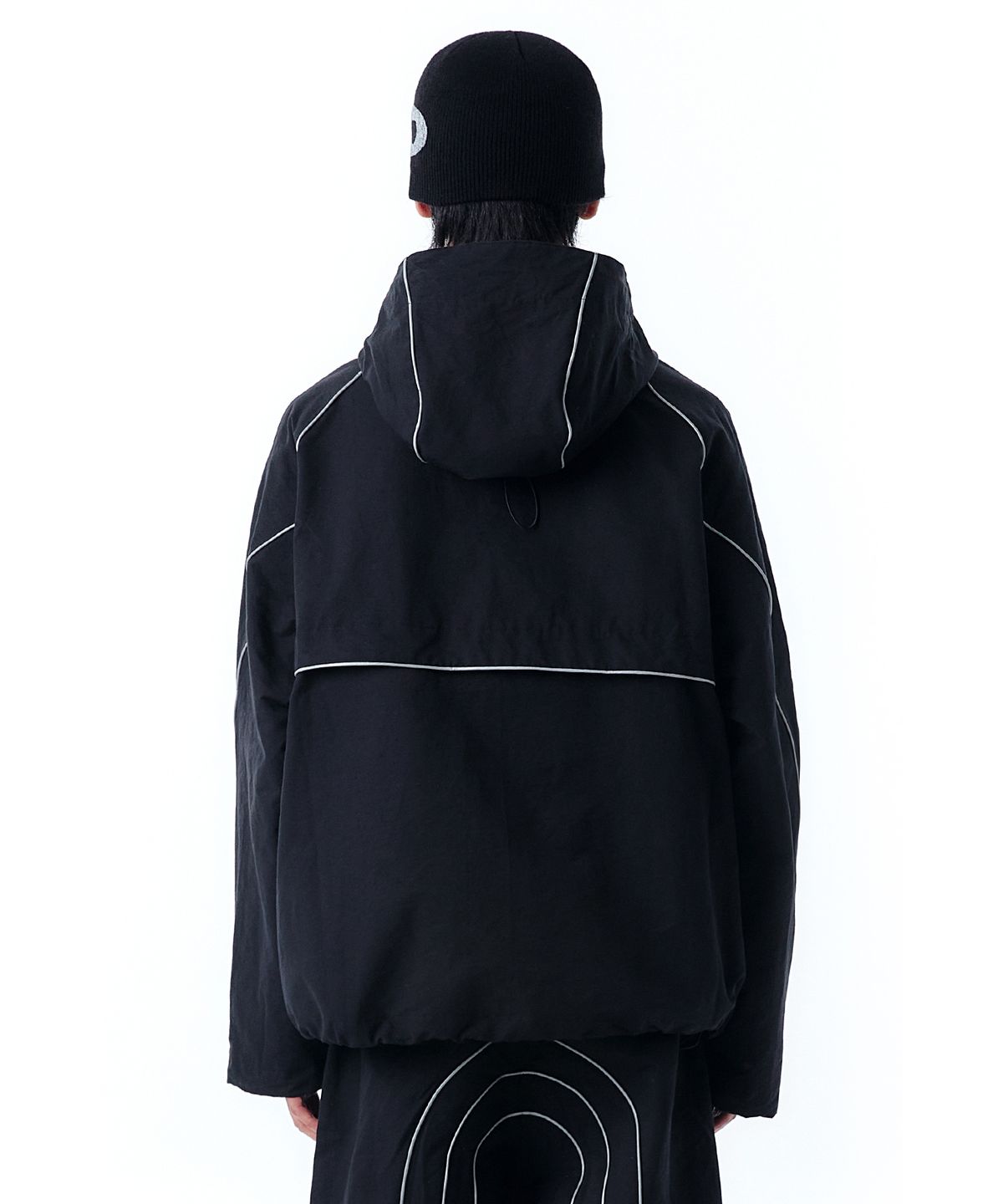 오픈야드(오와이)(OPENYARD(OY)) PIPING ZIPPER HOODIE TRACK JACKET-BLACK