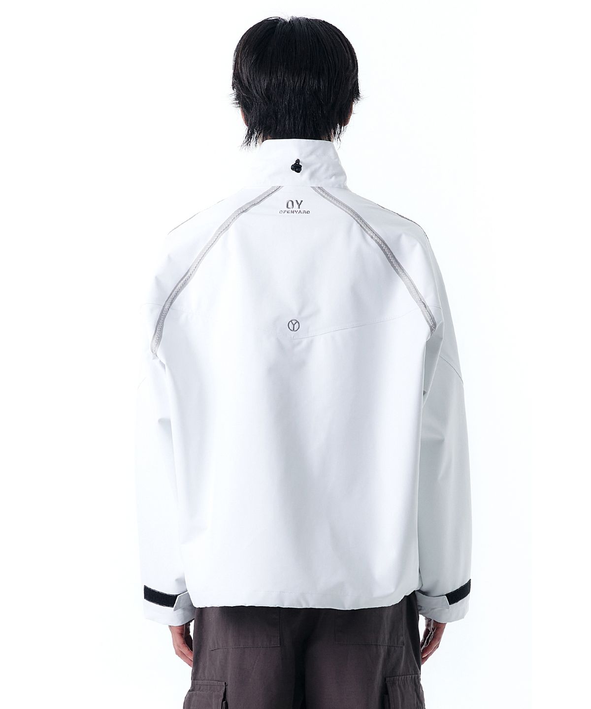 오픈야드(오와이)(OPENYARD(OY)) CURVE LINE TAPE WIND BREAKER JACKET-WHITE