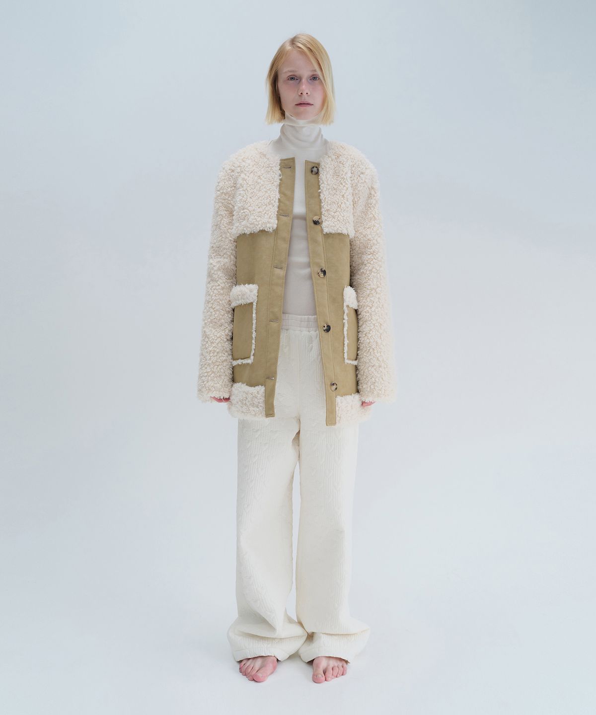 다이애그널(DIAGONAL) FUR SHEARLING COAT (beige)