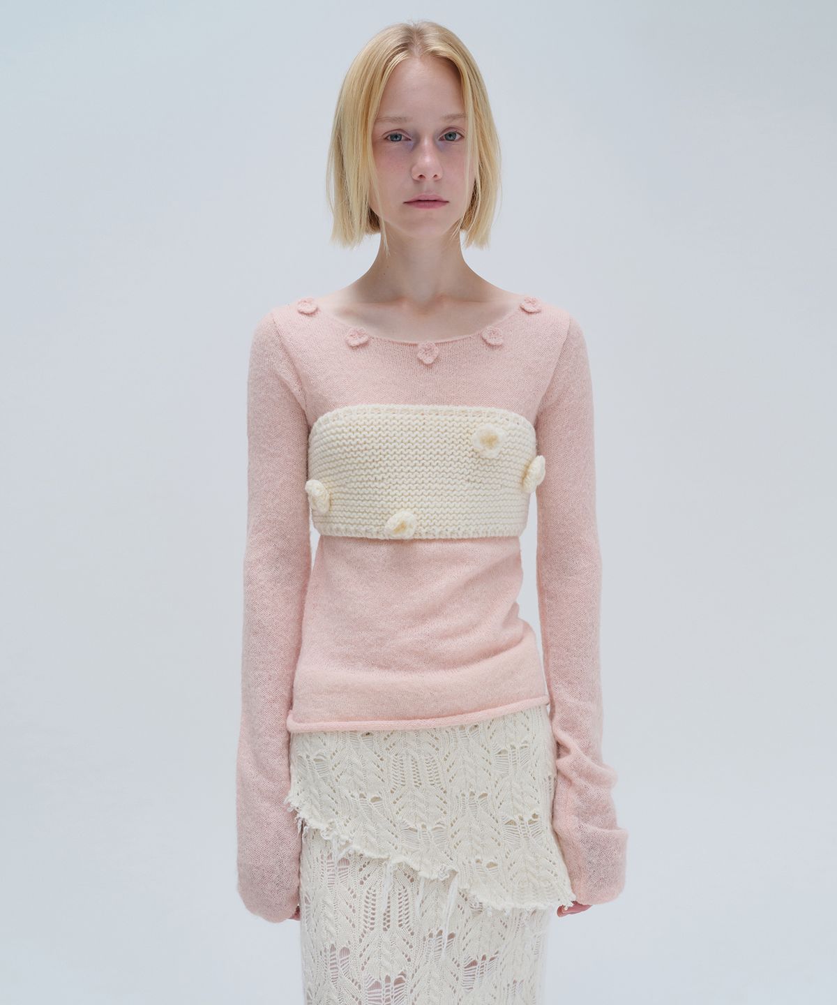 다이애그널(DIAGONAL) ALPACA APPLIQUE KNIT (pink)