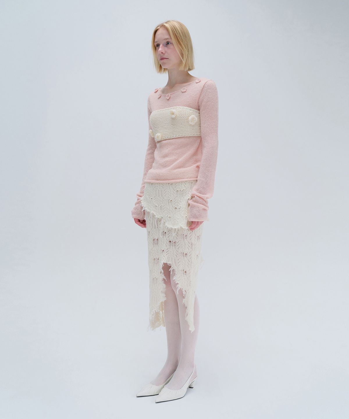 다이애그널(DIAGONAL) ALPACA APPLIQUE KNIT (pink)