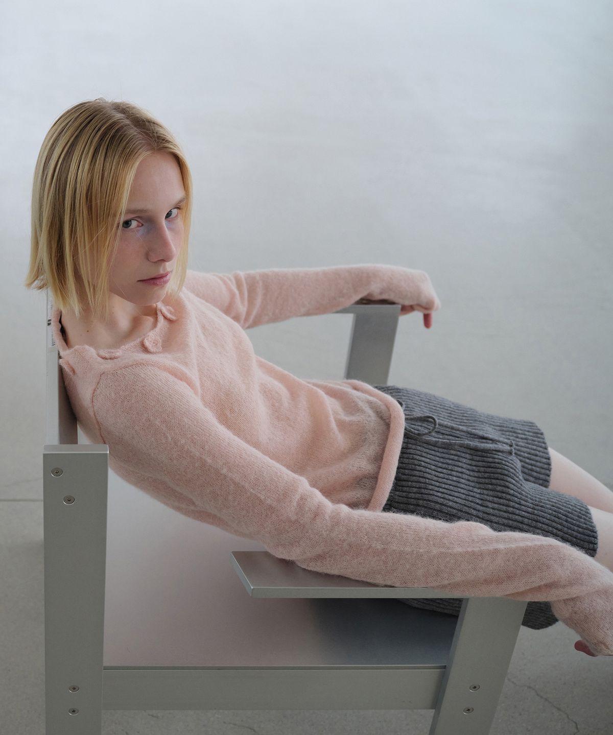 다이애그널(DIAGONAL) ALPACA APPLIQUE KNIT (pink)
