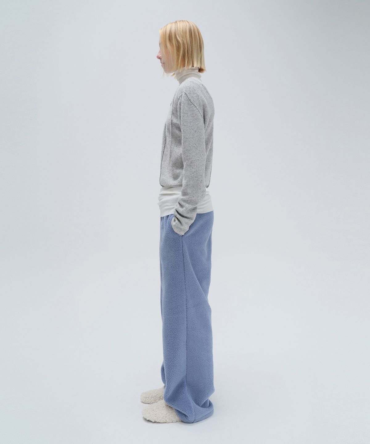 다이애그널(DIAGONAL) V NECK LACE UP KNIT (grey)