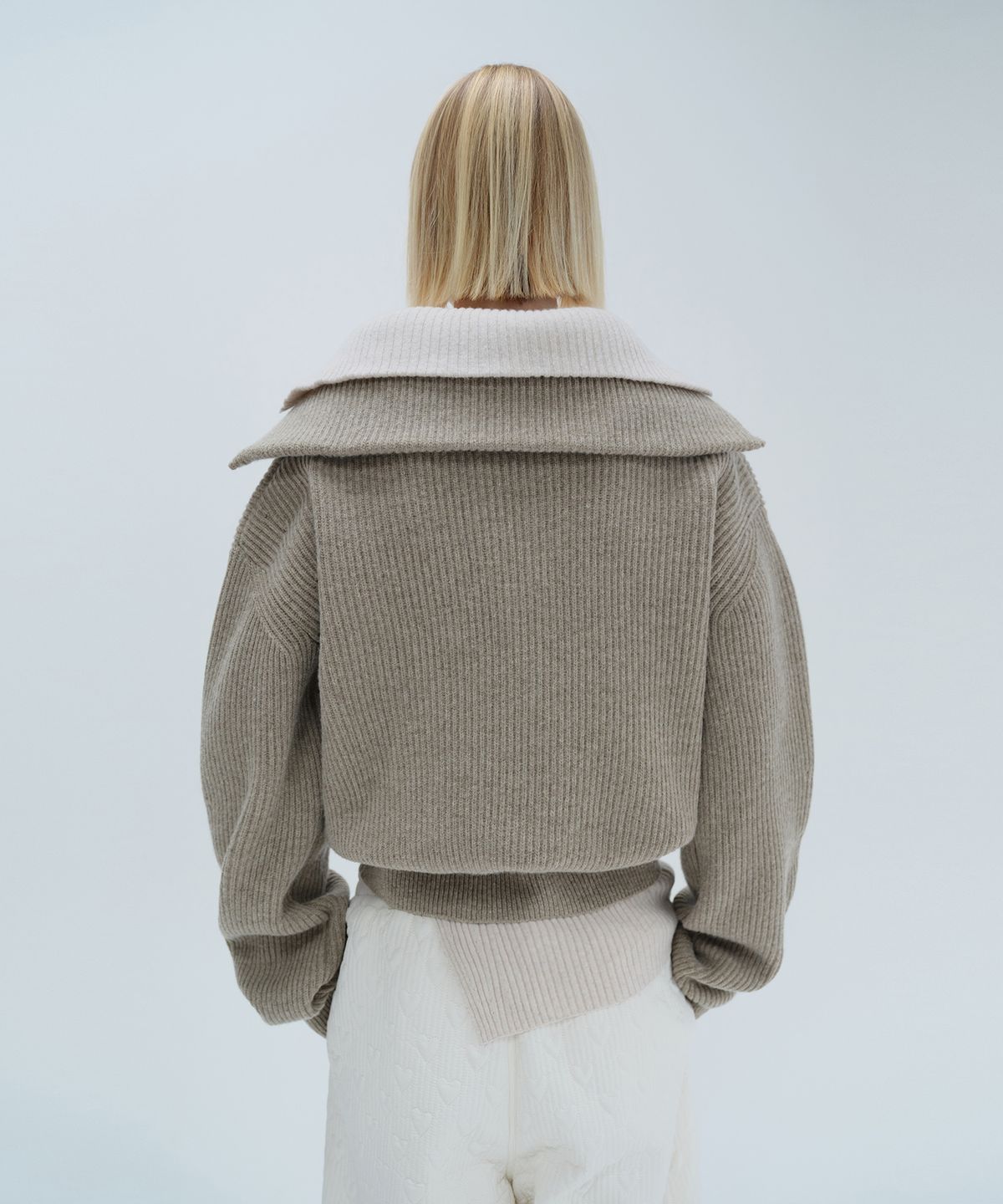 다이애그널(DIAGONAL) SAILOR HALF ZIP UP KNIT (brown)