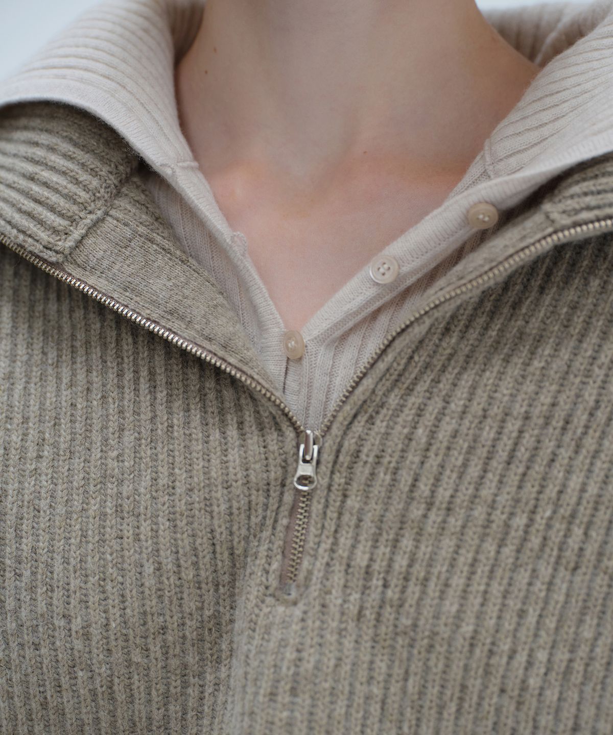 다이애그널(DIAGONAL) SAILOR HALF ZIP UP KNIT (brown)