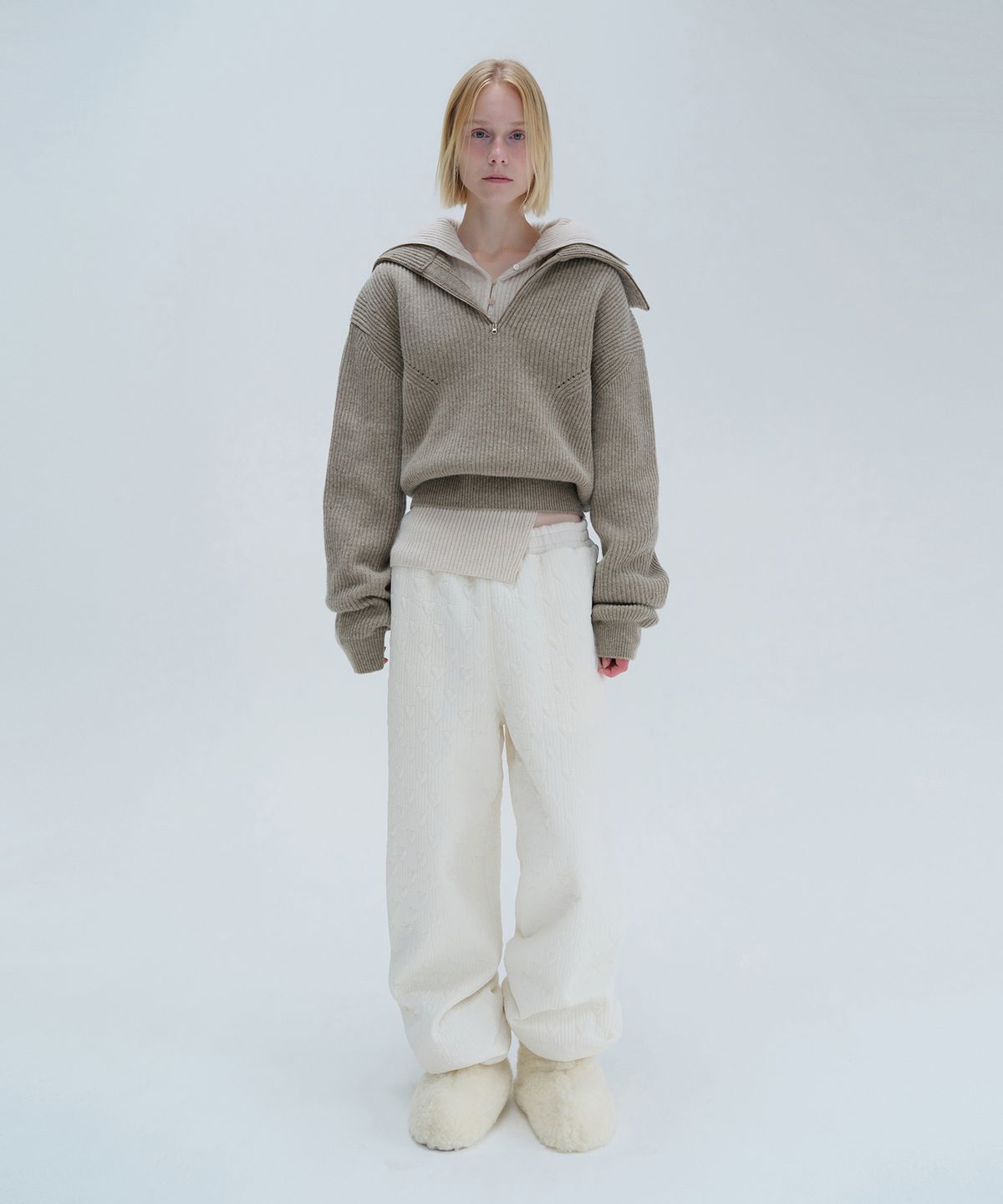다이애그널(DIAGONAL) SAILOR HALF ZIP UP KNIT (brown)
