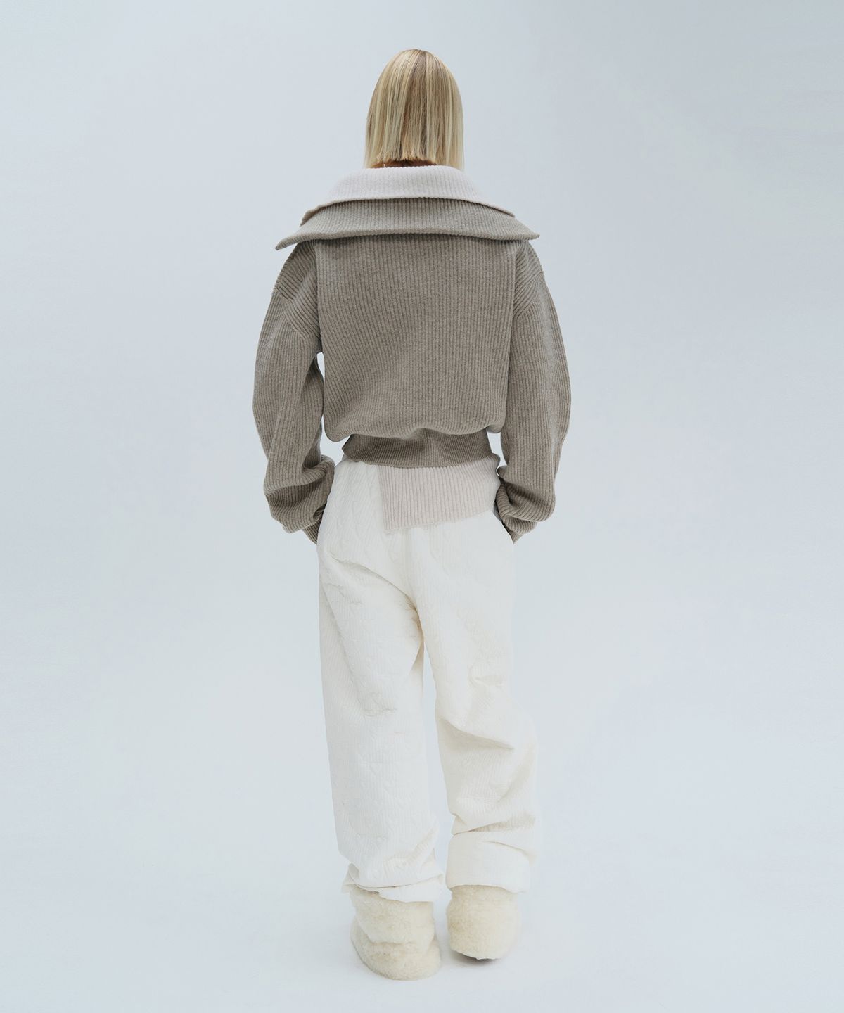 다이애그널(DIAGONAL) SAILOR HALF ZIP UP KNIT (brown)