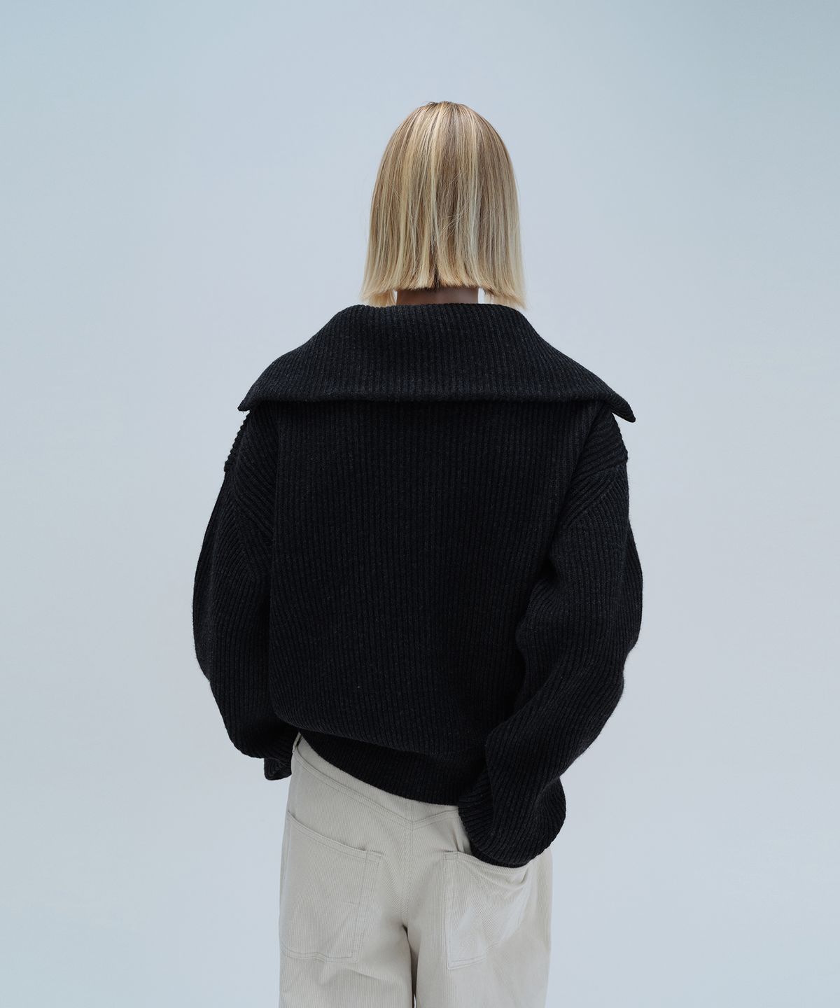 다이애그널(DIAGONAL) SAILOR HALF ZIP UP KNIT (charcoal)