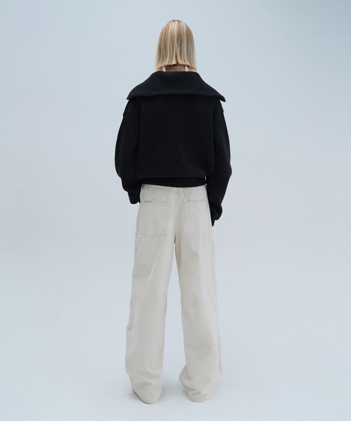 다이애그널(DIAGONAL) SAILOR HALF ZIP UP KNIT (charcoal)