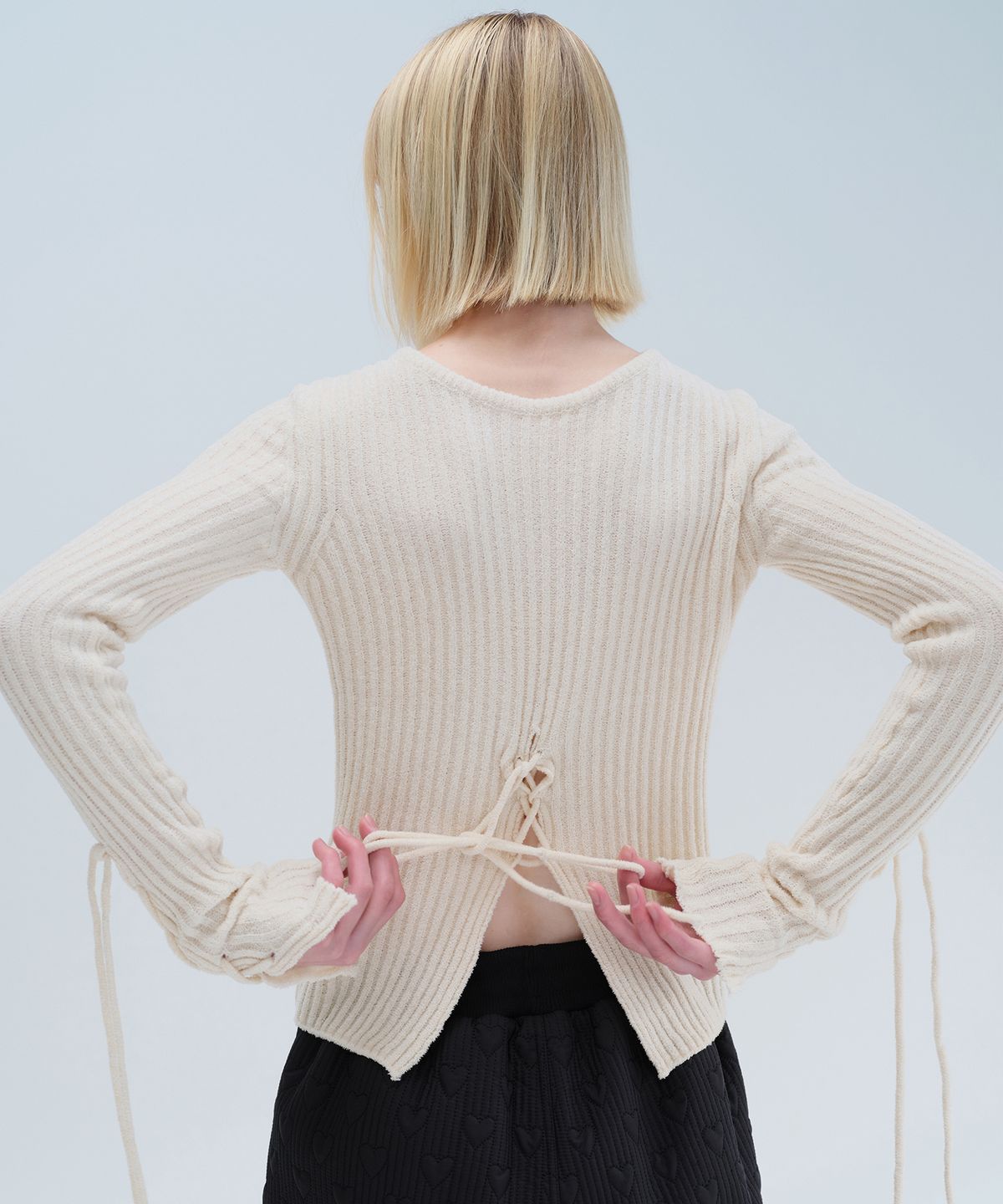 다이애그널(DIAGONAL) SLIT LACE UP KNIT (ivory)
