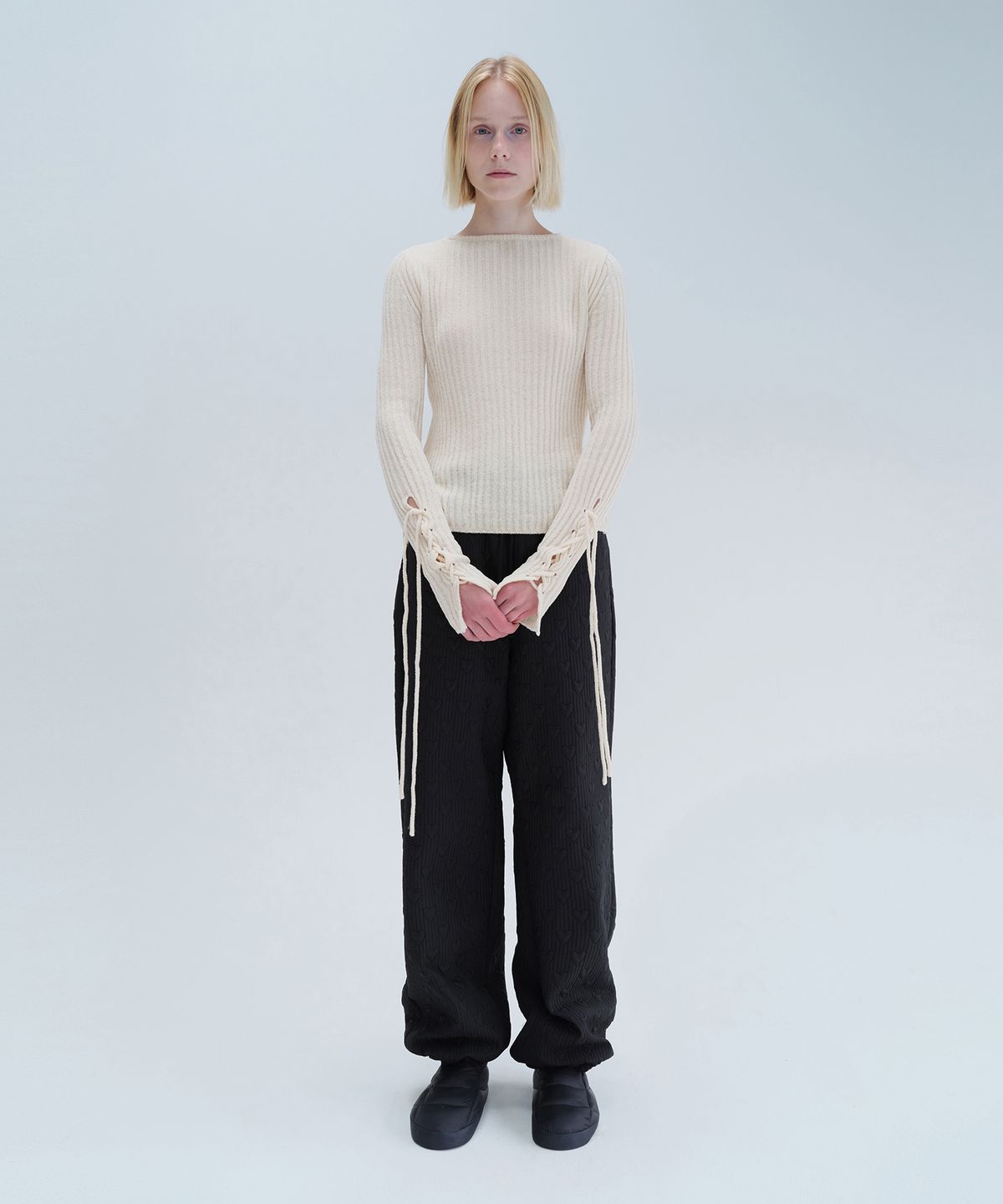 다이애그널(DIAGONAL) SLIT LACE UP KNIT (ivory)