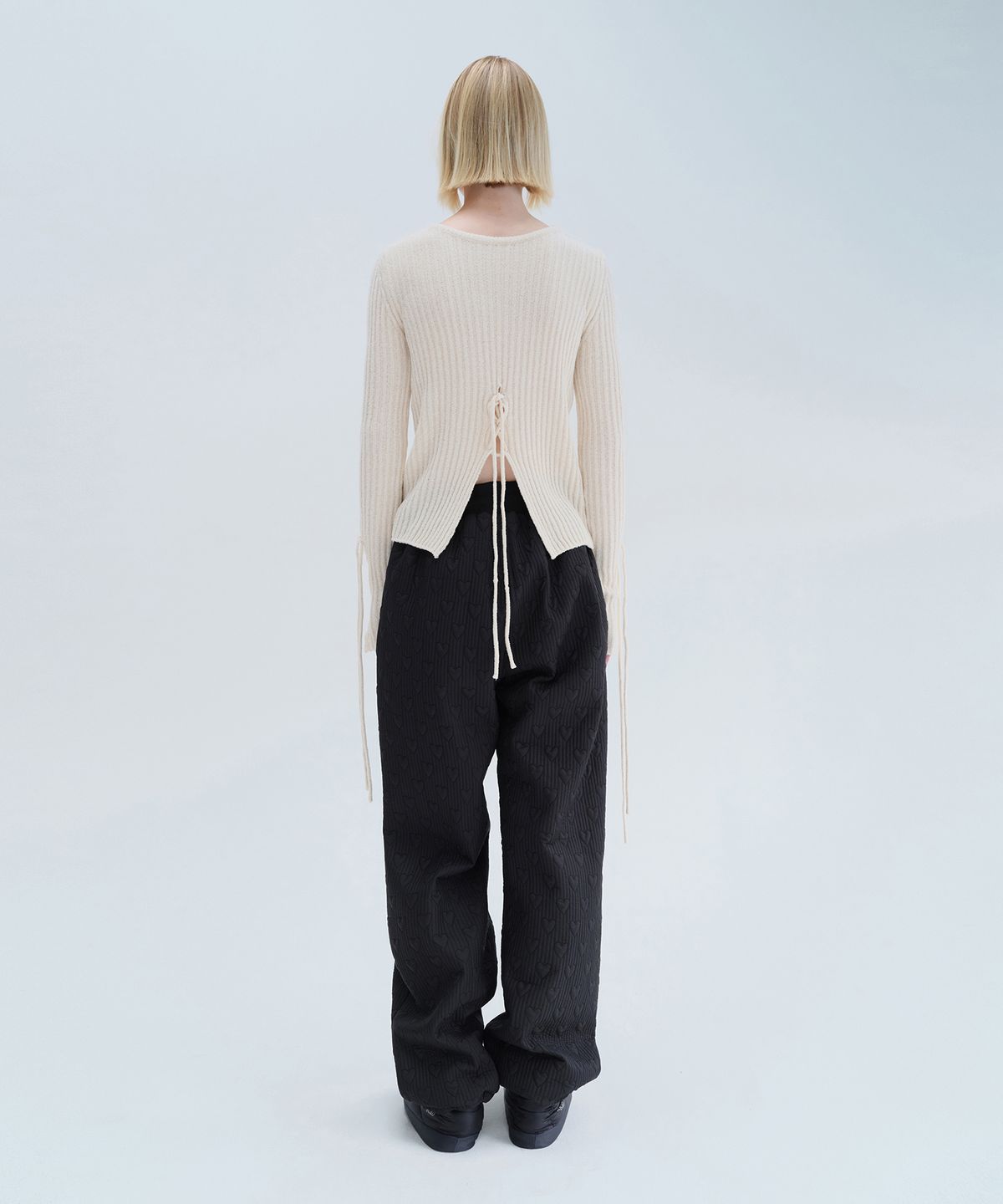 다이애그널(DIAGONAL) SLIT LACE UP KNIT (ivory)