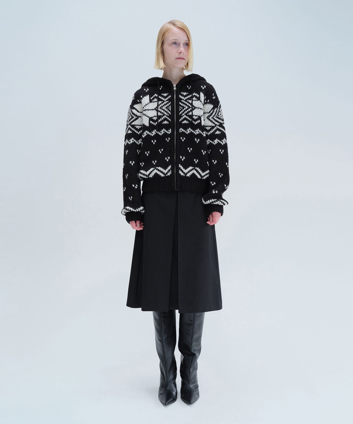 다이애그널(DIAGONAL) NORDIC HOODIE ZIP UP (black)