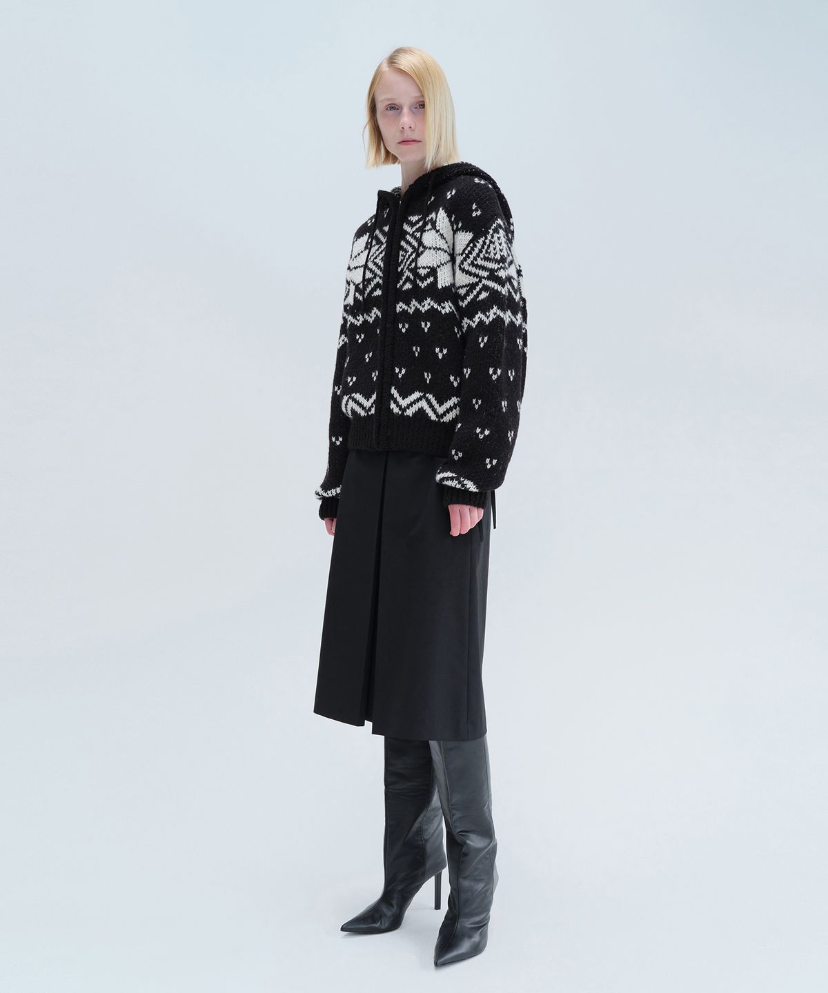 다이애그널(DIAGONAL) NORDIC HOODIE ZIP UP (black)