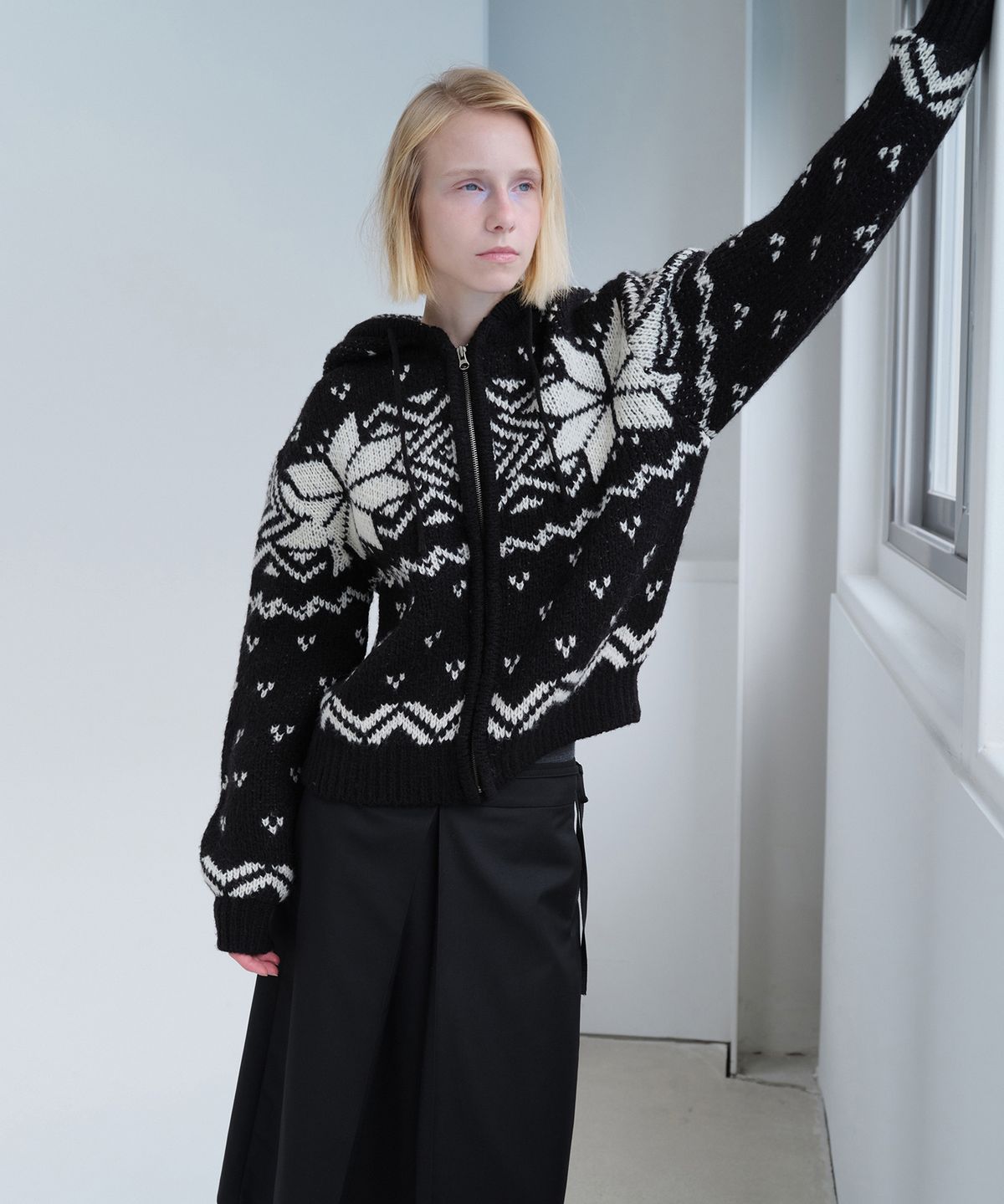 다이애그널(DIAGONAL) NORDIC HOODIE ZIP UP (black)