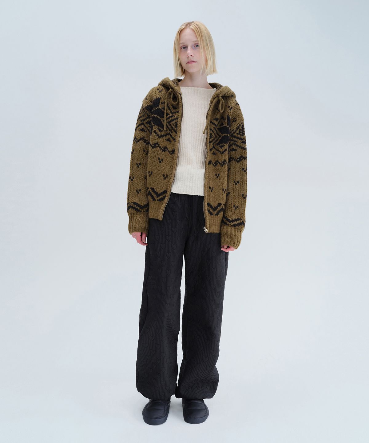 다이애그널(DIAGONAL) NORDIC HOODIE ZIP UP (khaki)