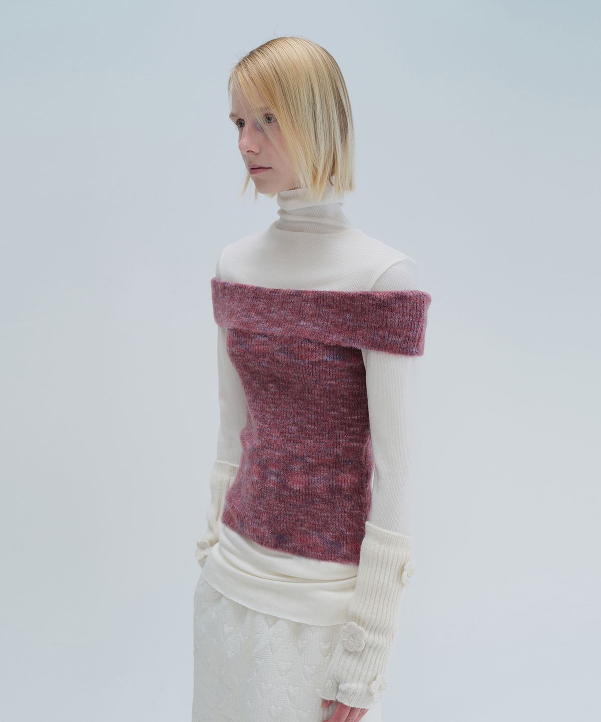 다이애그널(DIAGONAL) BRUSHED OFF SHOULDER KNIT (purple)