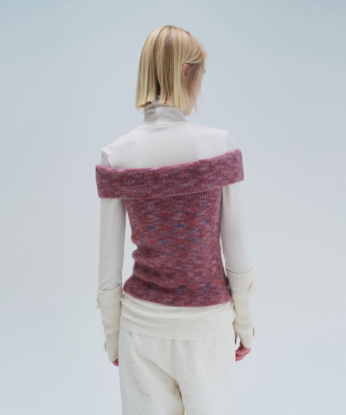 다이애그널(DIAGONAL) BRUSHED OFF SHOULDER KNIT (purple)