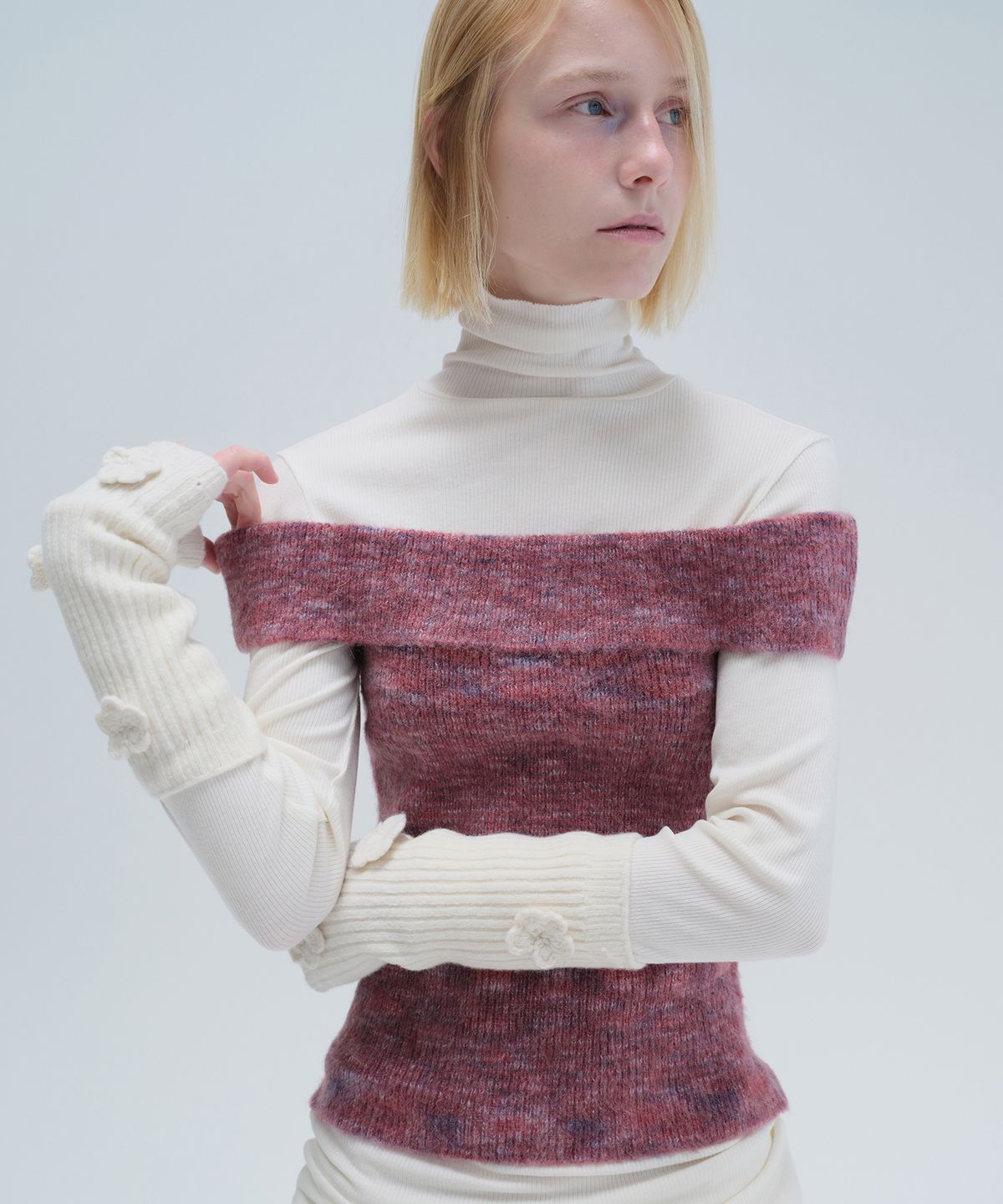 다이애그널(DIAGONAL) BRUSHED OFF SHOULDER KNIT (purple)