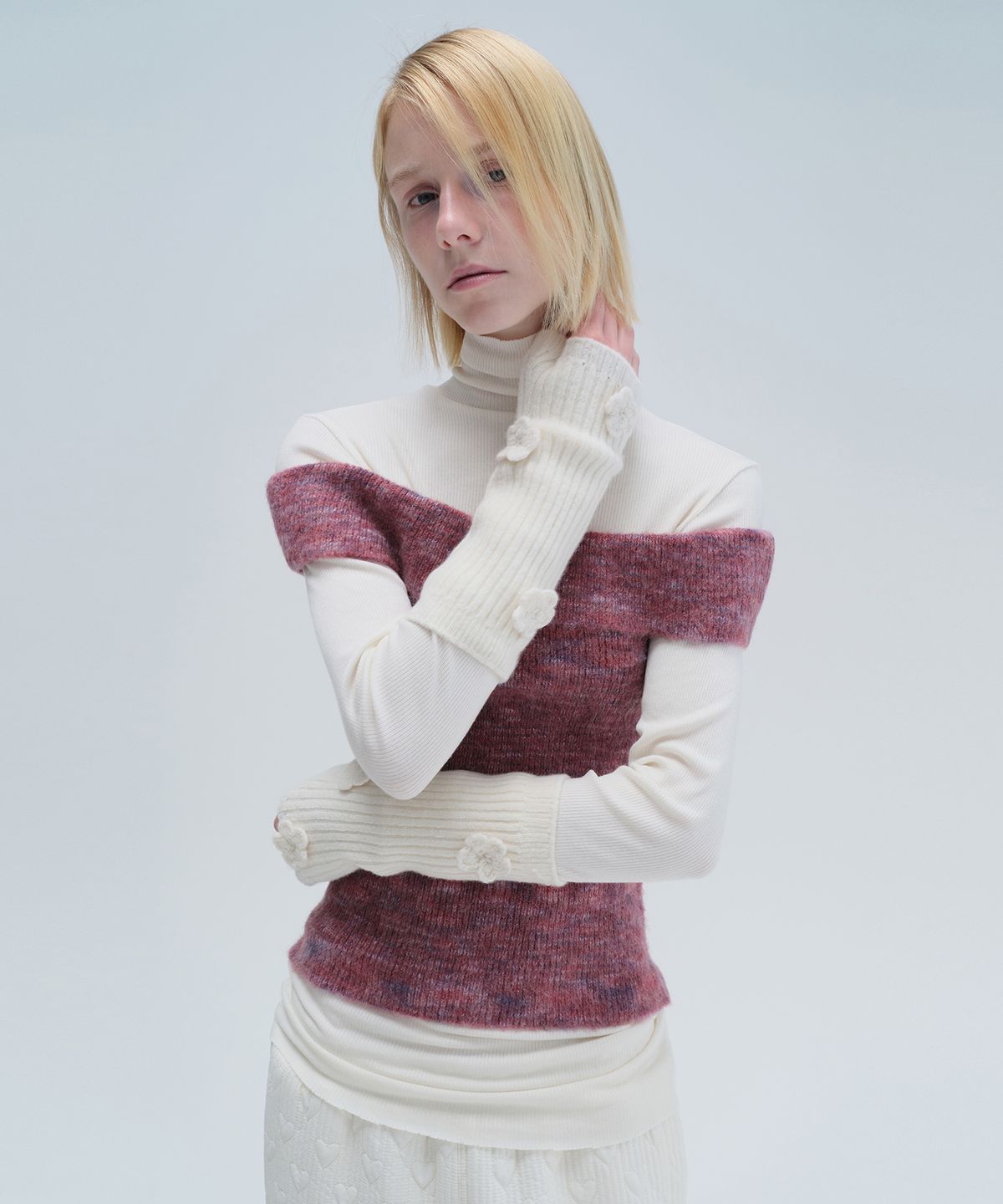 다이애그널(DIAGONAL) BRUSHED OFF SHOULDER KNIT (purple)