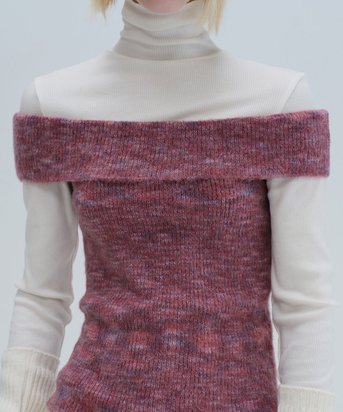 다이애그널(DIAGONAL) BRUSHED OFF SHOULDER KNIT (purple)