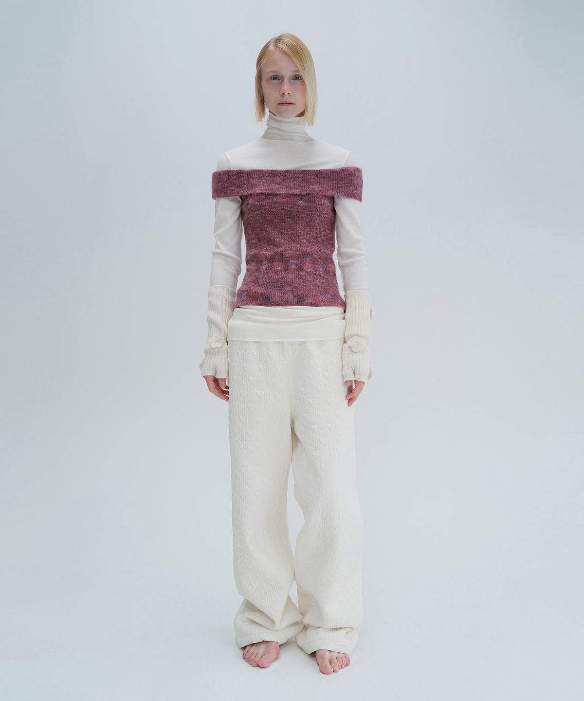 다이애그널(DIAGONAL) BRUSHED OFF SHOULDER KNIT (purple)