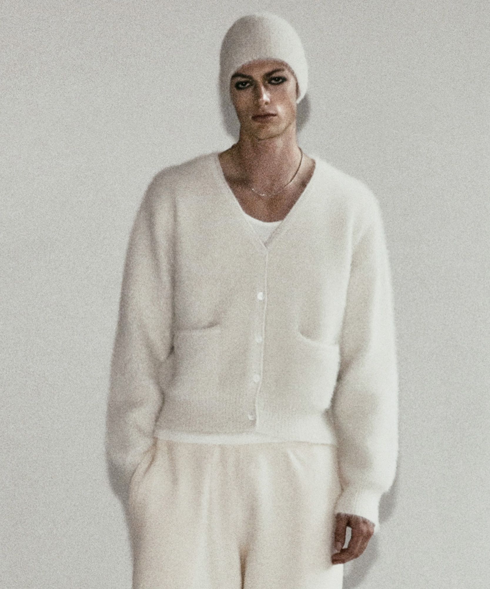 MUSINSA | BADBLOOD BS Mohair V-neck Cardigan - Cream
