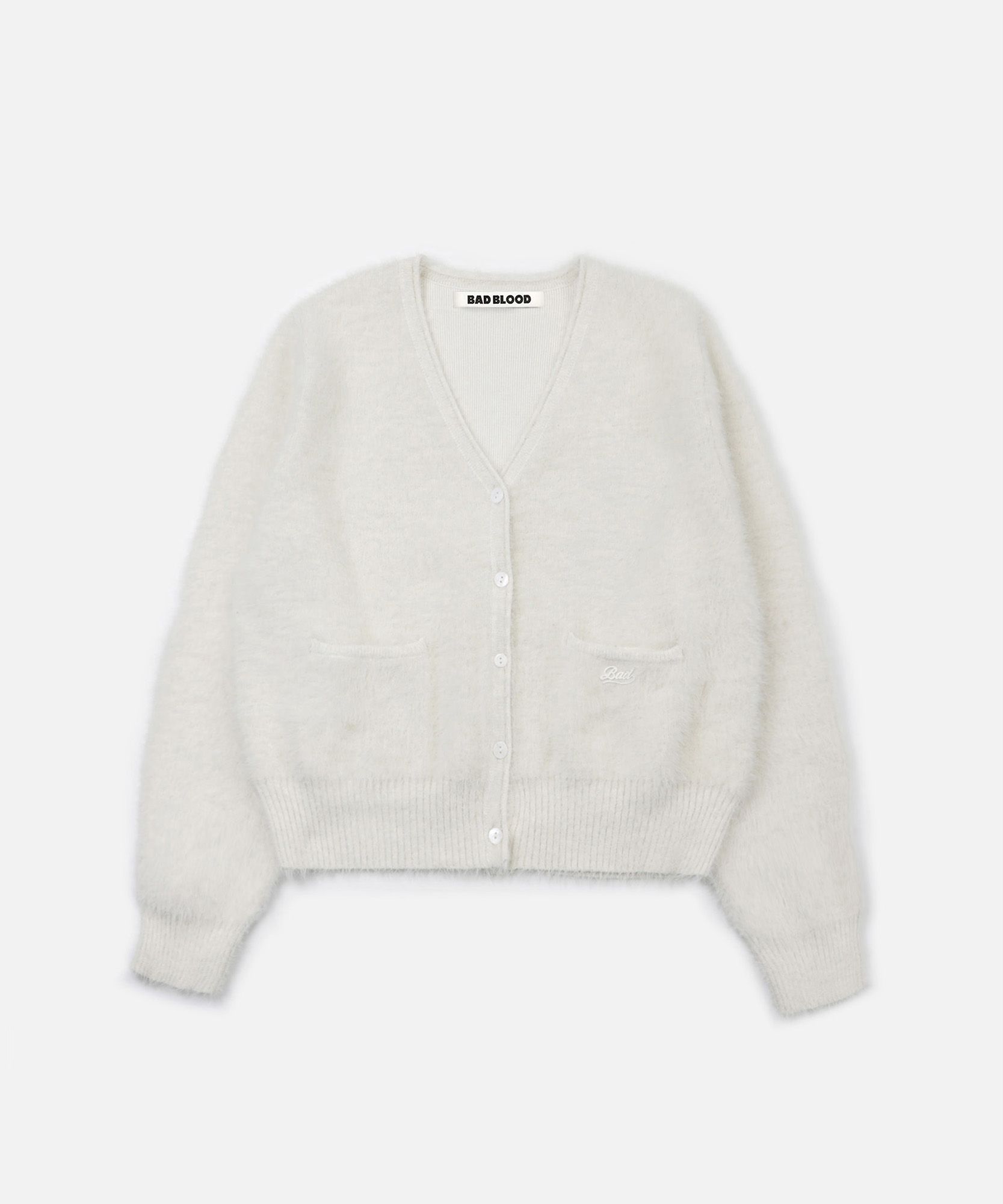 MUSINSA | BADBLOOD BS Mohair V-neck Cardigan - Cream