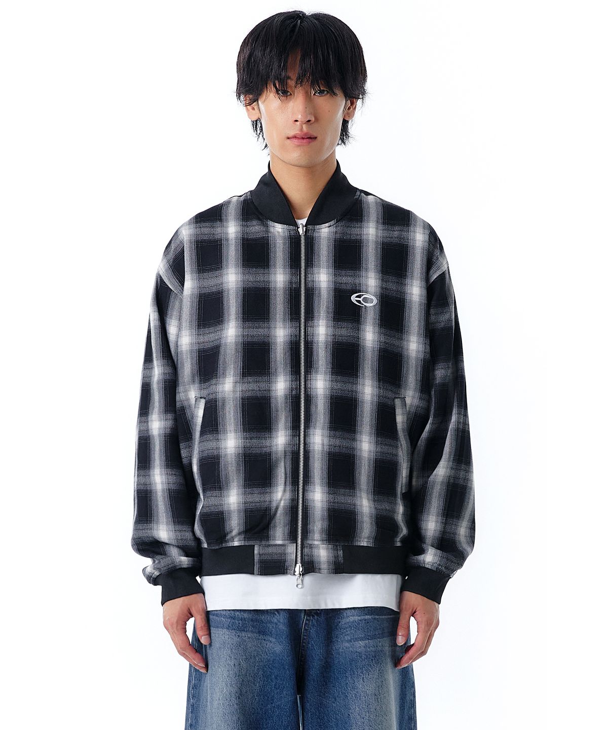 오픈야드(오와이)(OPENYARD(OY)) REVERSIBLE CHECK BLOUSON JACKET-BLACK