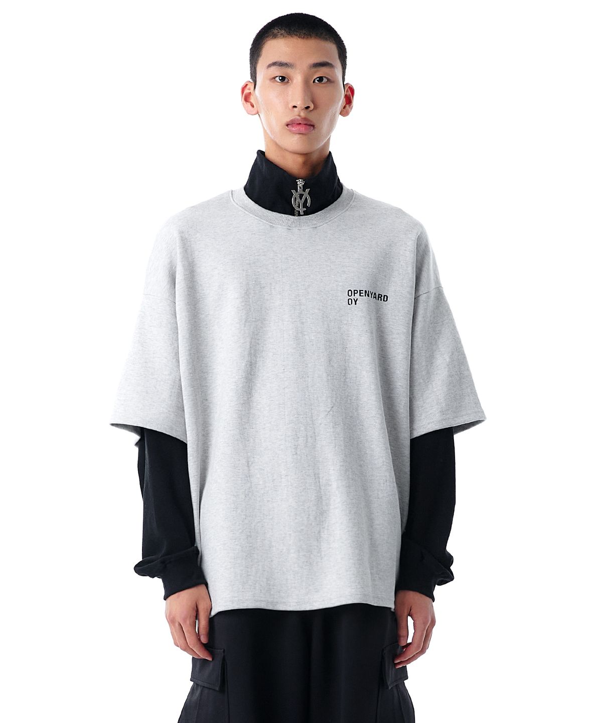 오픈야드(오와이)(OPENYARD(OY)) L.T ZIPPER POLA LONG SLEEVE-GREY