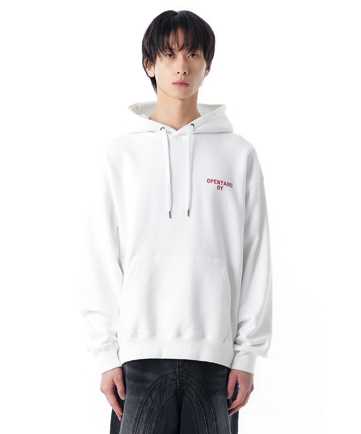 오픈야드(오와이)(OPENYARD(OY)) GLOBE LOGO HOODIE-WHITE