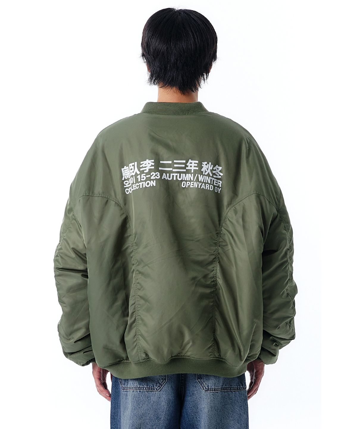 오픈야드(오와이)(OPENYARD(OY)) O.S SHIRRING BOMBER MA-1-KHAKI