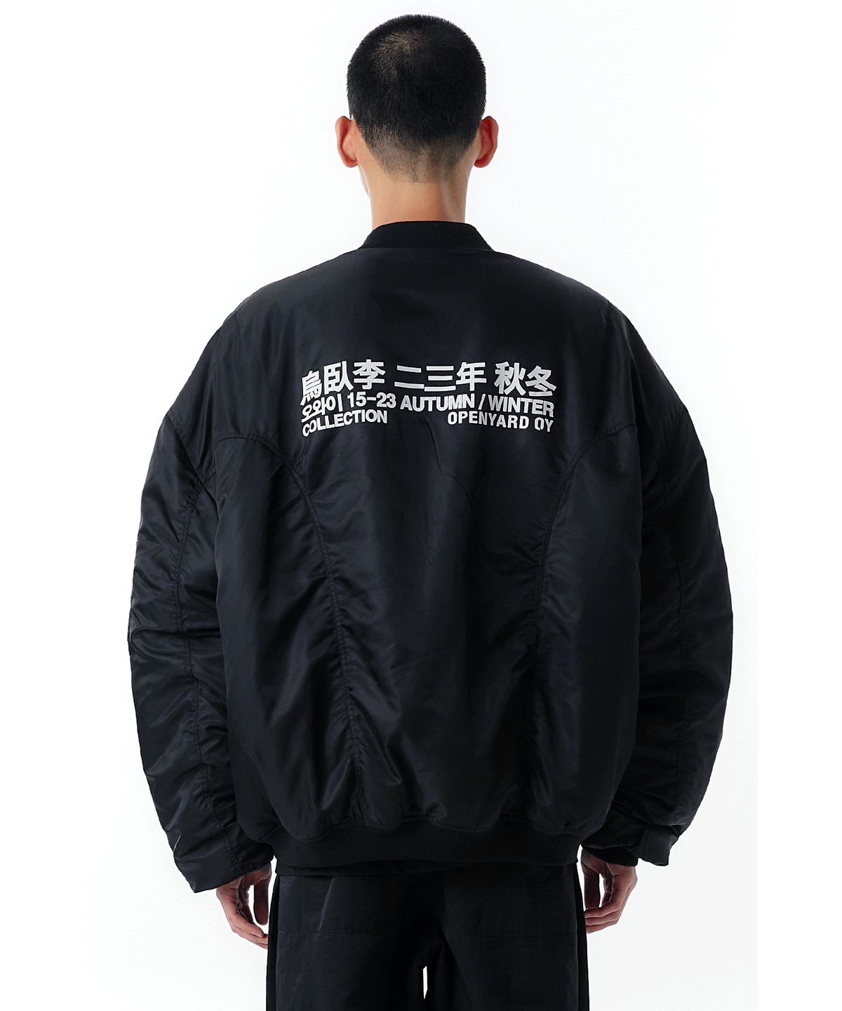오픈야드(오와이)(OPENYARD(OY)) O.S SHIRRING BOMBER MA-1-BLACK
