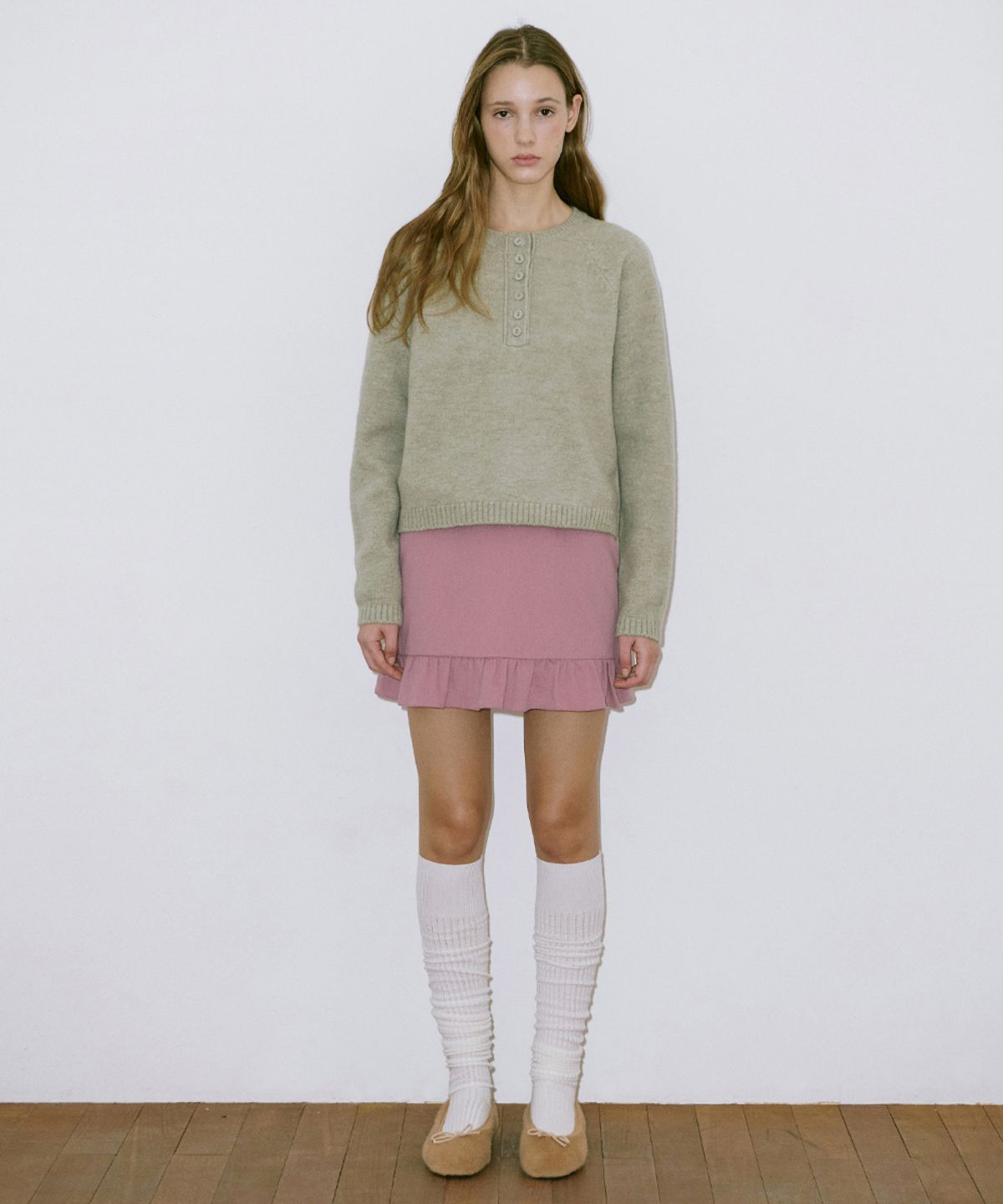 시눈(SINOON) Frill Mini Skirt (Pink)