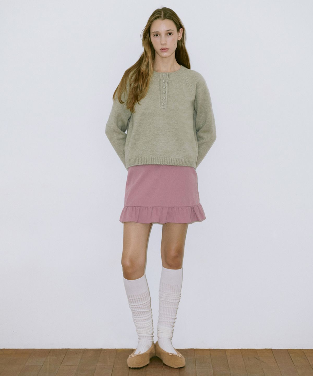 시눈(SINOON) Frill Mini Skirt (Pink)