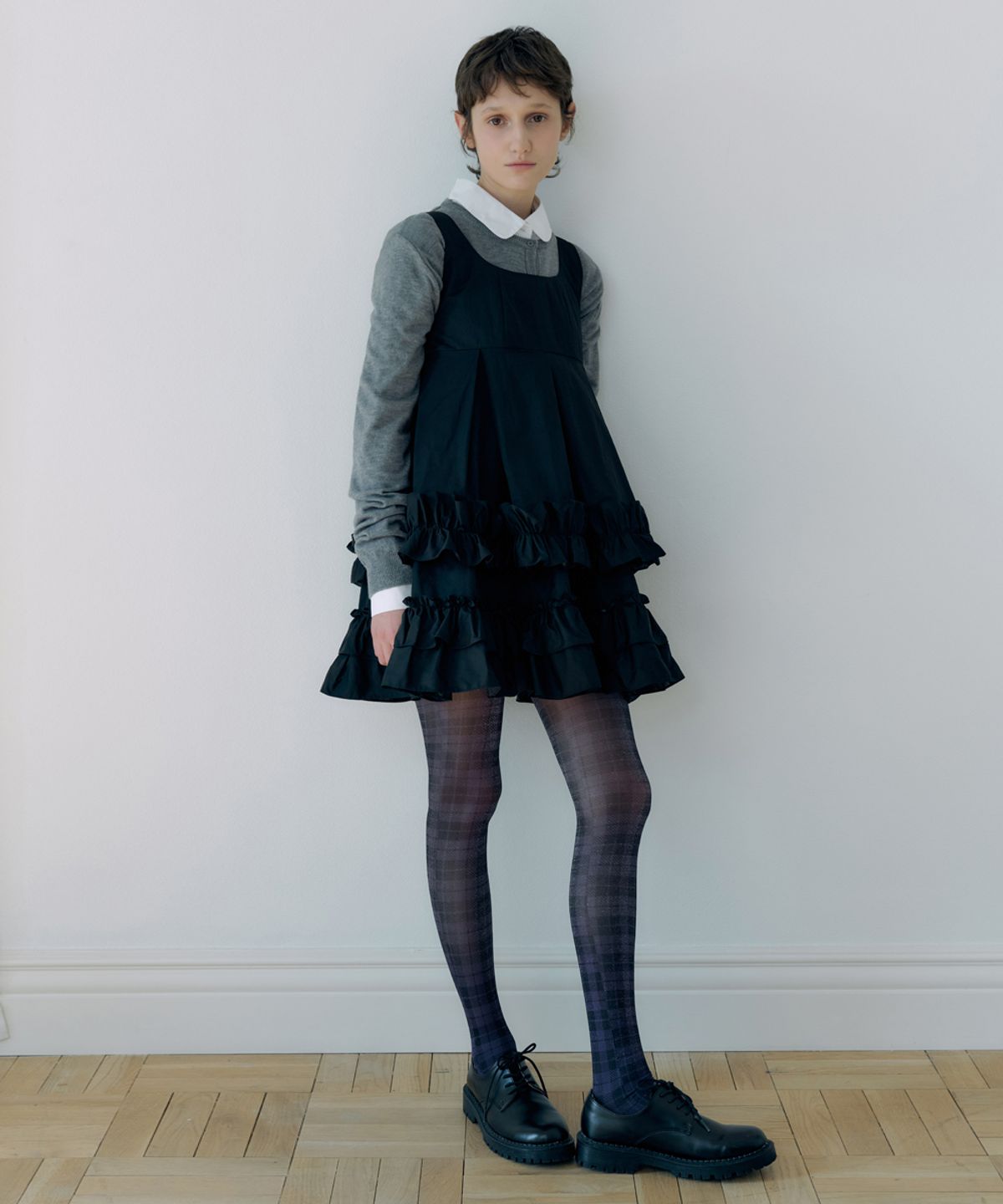시눈(SINOON) Frill Sleeveless Dress (Black)