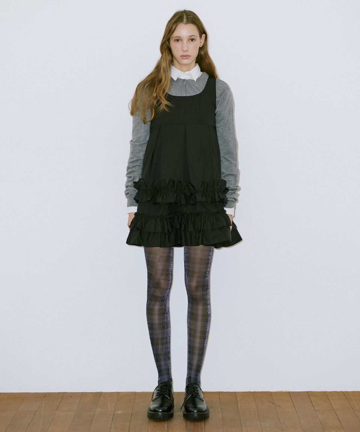 시눈(SINOON) Frill Sleeveless Dress (Black)