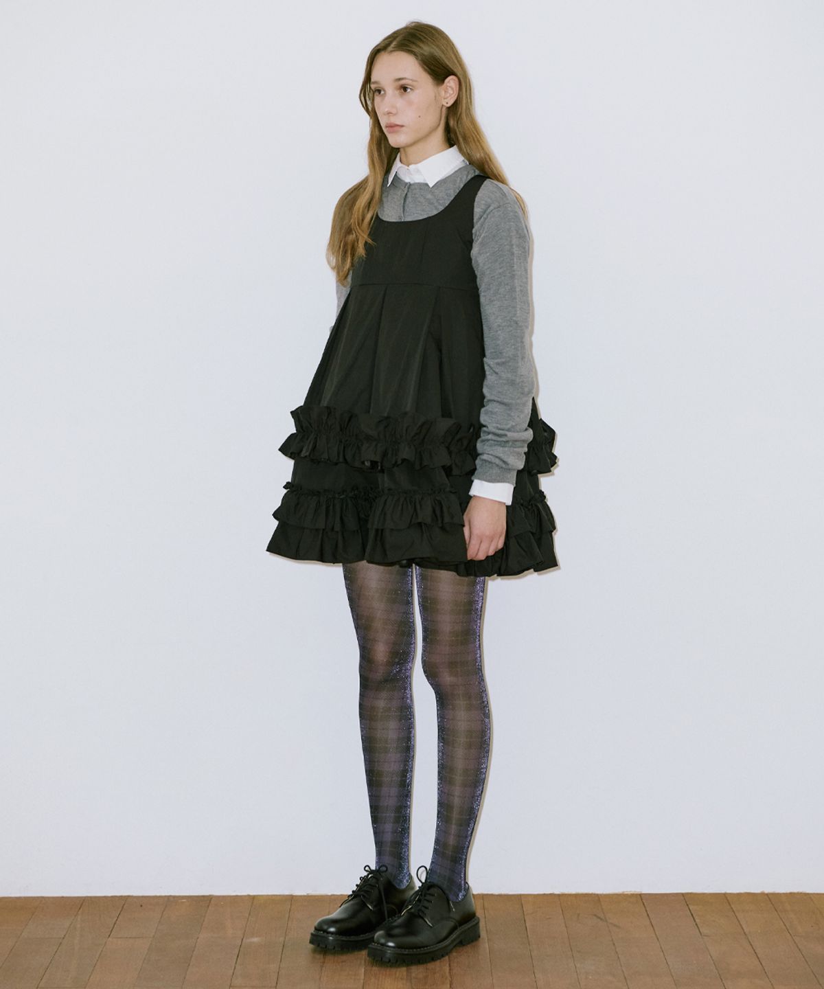 시눈(SINOON) Frill Sleeveless Dress (Black)