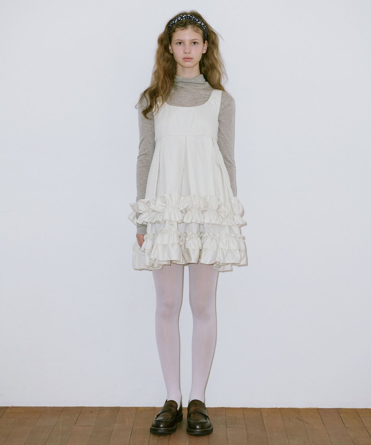 시눈(SINOON) Frill Sleeveless Dress (Cream Yellow)