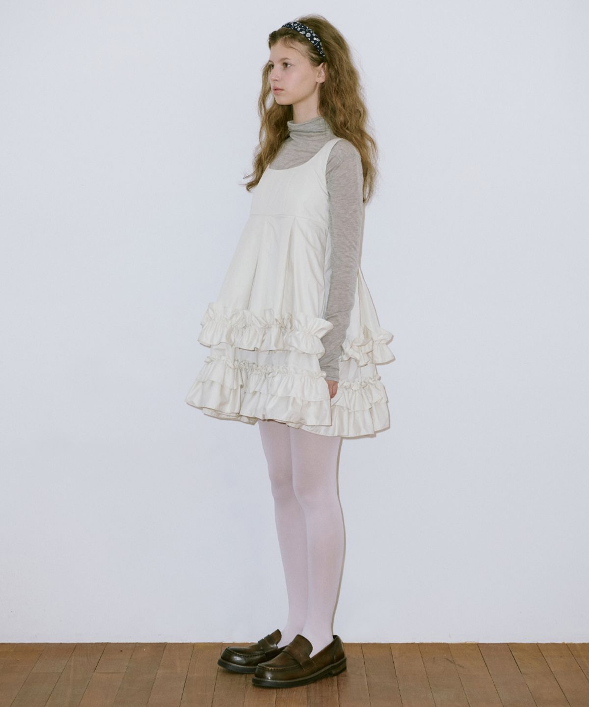 시눈(SINOON) Frill Sleeveless Dress (Cream Yellow)